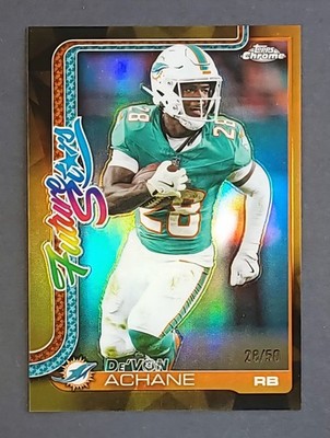 2025 Topps Chrome De'Von Achane Gold Refractor /50 Future Stars Dolphins