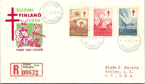 Finland FDC 1954 Registered Mail - Helsinki - J28144