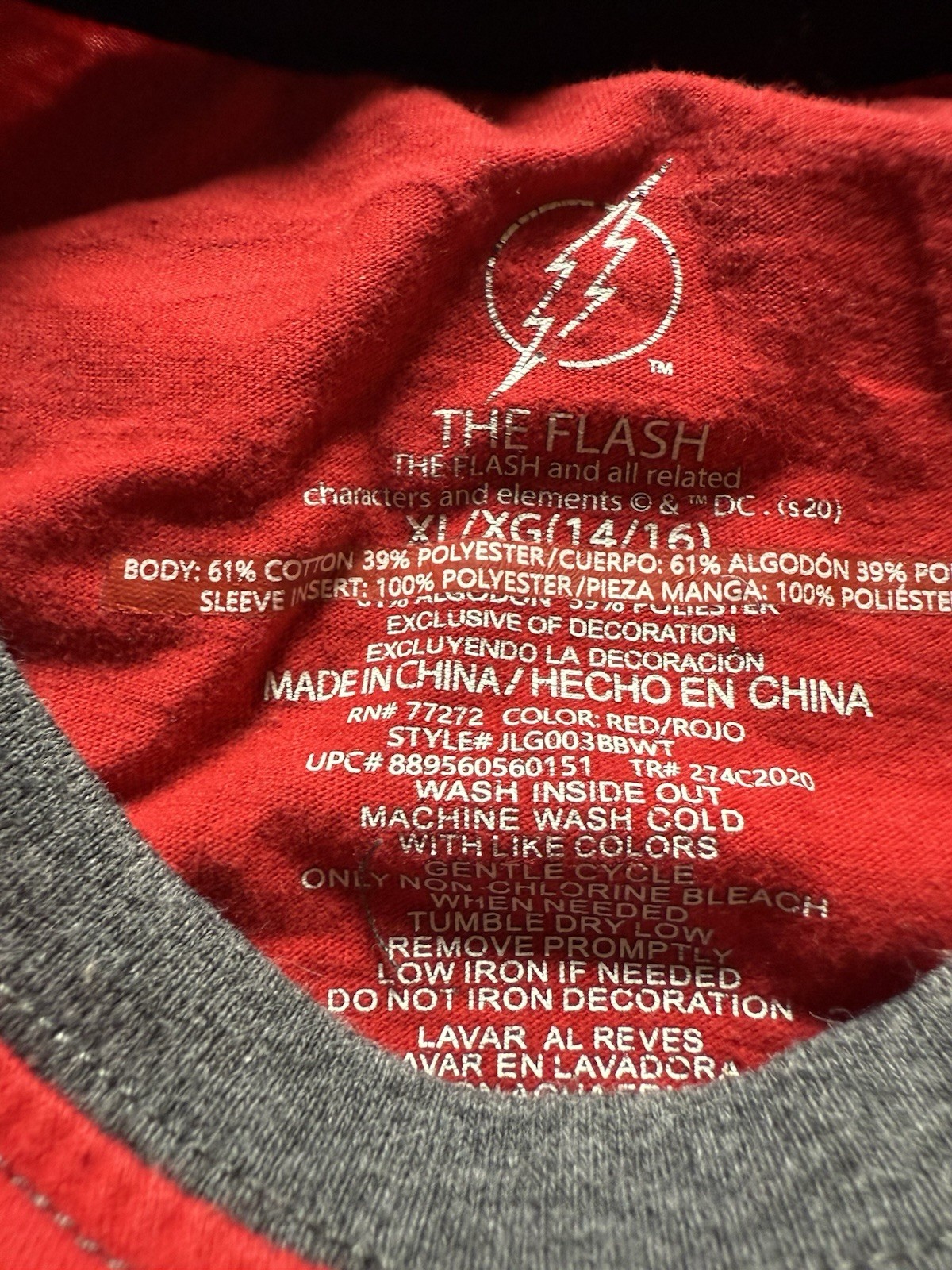 DC Comics Flash Sequin Lightning Bolt Raglan Tee … - image 4