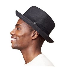 Pineapple Star Genoa Fedora Bucket Sun Straw Beach Hat Fine Small Black bowbk