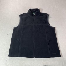 LL Bean Fleece Vest Mens Large Black Full Zip Outdoor Hiking Travel Casual Top