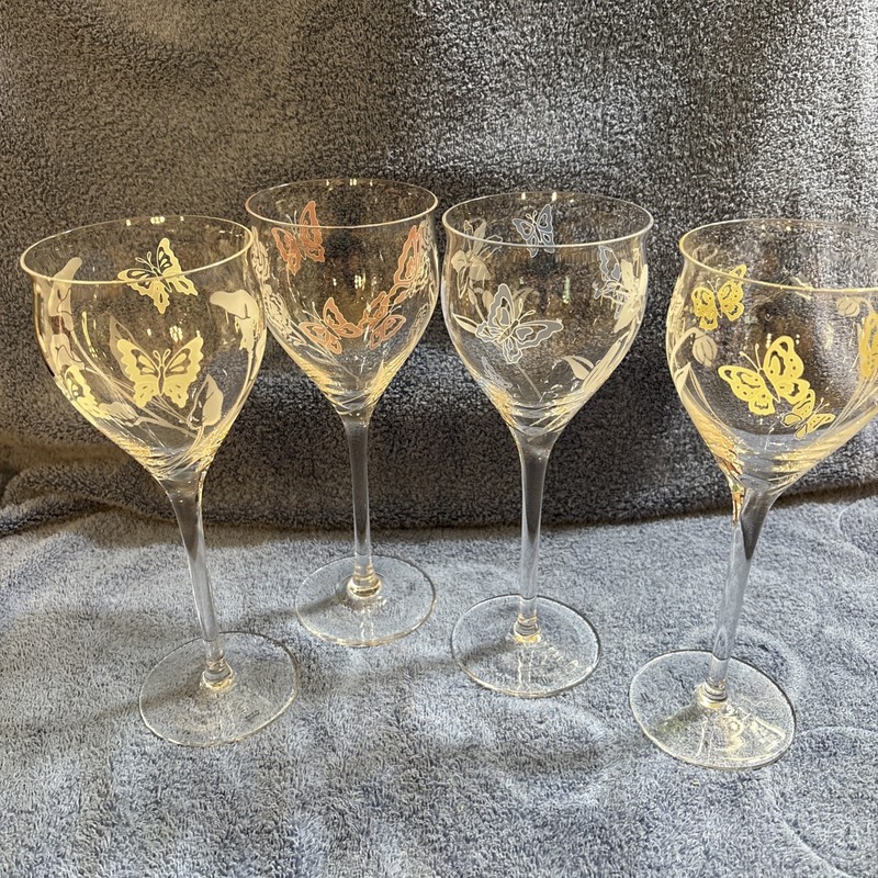 Vintage Givenchy Austrian Crystal Wine Glasses Set Of 4 D-2