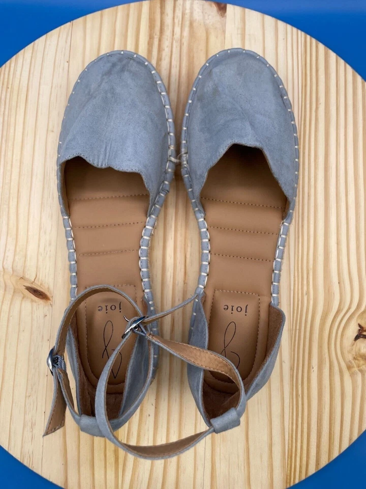 Sandalia alpargatas Joie Cruz para mujer talla 9,5 M gris textil correa al tobillo 684659 Foto 4 de 4