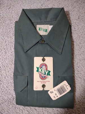 Key Nwt Dark Green Casual Button Down Shirt Sz LT 