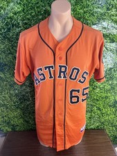 Houston Astros Baseball Pro Cut Worn Nameplate Removed Orange Jersey #65 Size 46