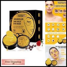 Under Eye Patches 70PCS 24K Gold Eye Mask for Dark Circles Puffiness Wrinkles