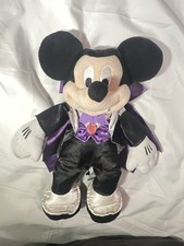 Disney Store Mickey Mouse Vampire Plush 14  Halloween Dracula Purple Cape