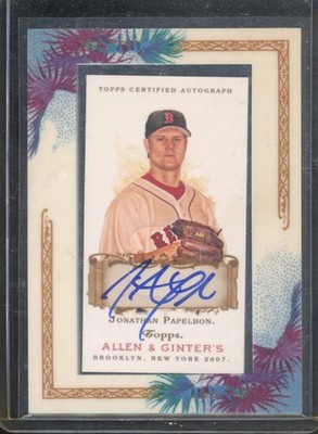 2007 Topps Allen & Ginter JONATHAN PAPELBON #AGA-JP Authentic Mini Auto Red Sox
