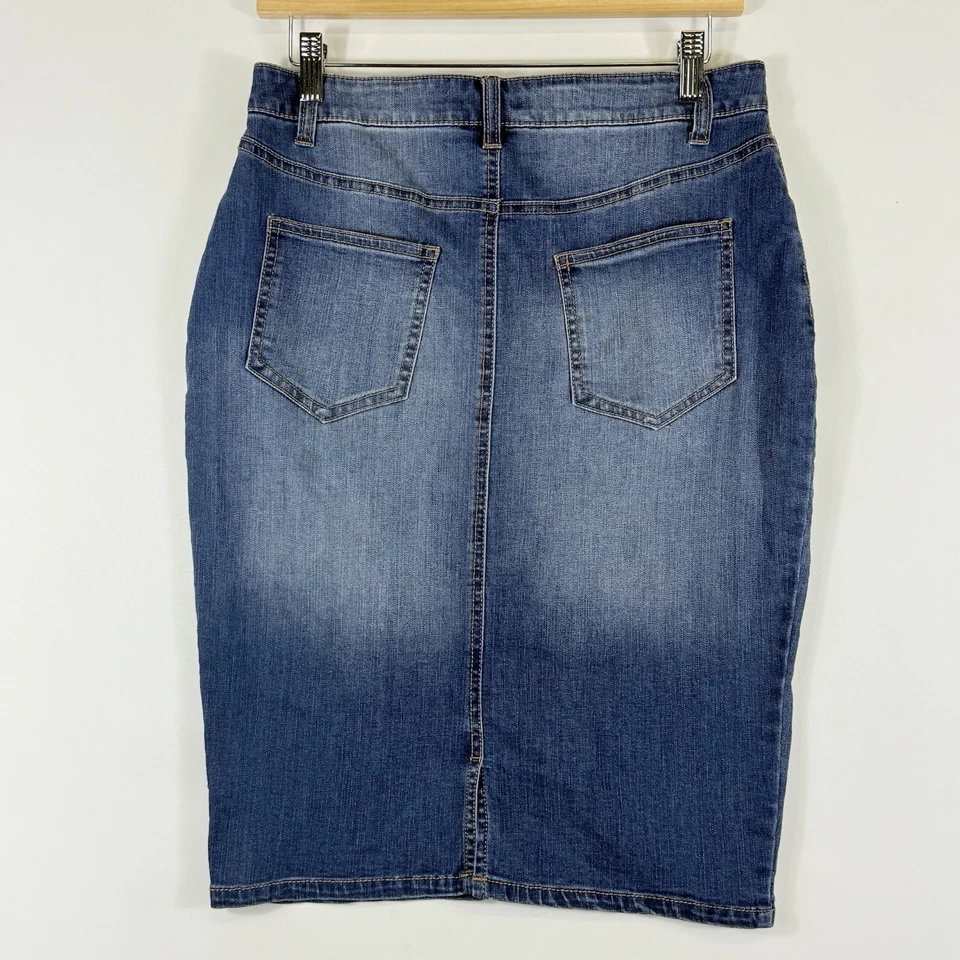 Falda Lápiz Downeast DE Collection Mujer Mediana Midi Preppy Denim Envejecida Foto 3 de 4