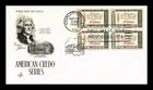 US COVER AMERICAN CREDO THOMAS JEFFERSON FDC BLOCK OF 4 ARTCRAFT