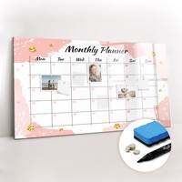 Glas Magnettafel Pinnwand Mit Marker Schwamm Magneten Monatsplaner 120X60 Cm