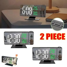 2X LED Digital Projection Alarm Clock with 180  Projector Multifunctional Clock