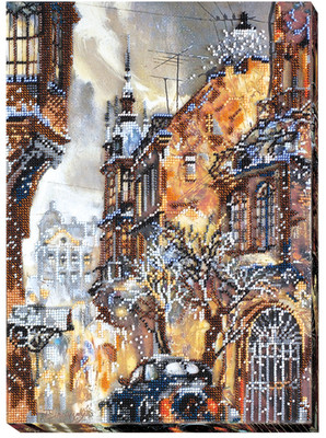 Bead Embroidery Kit ''December snowing'' Stitching Handmade Beadwork