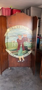 Very nice vintage heavy hand painted  3 panel room divider - Prestwick Golf Club