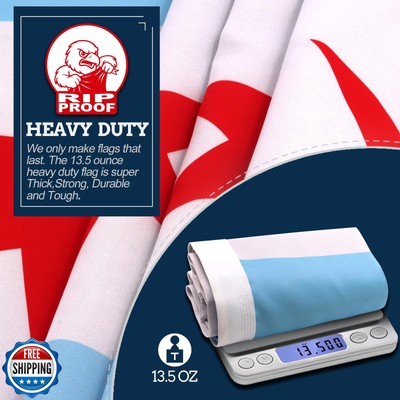 Anley Rip-Proof Double Sided 3-Ply City of Chicago Flag 3x5 Foot - Vivid Colo...