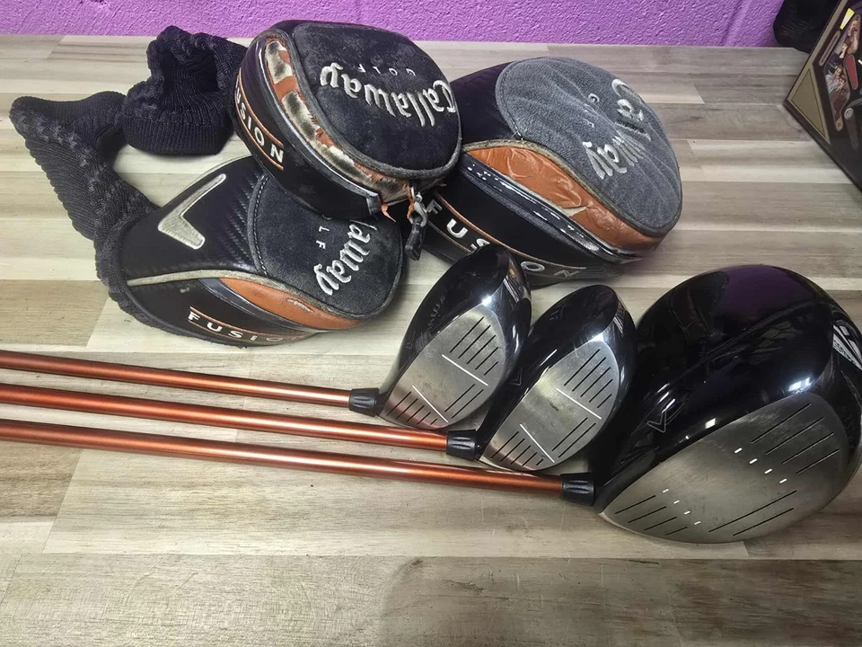 Callaway FT3 driver 3 wood and 5 wood Aldilla NVS 55 gram stiff flex shafts LH - Image 3 of 4