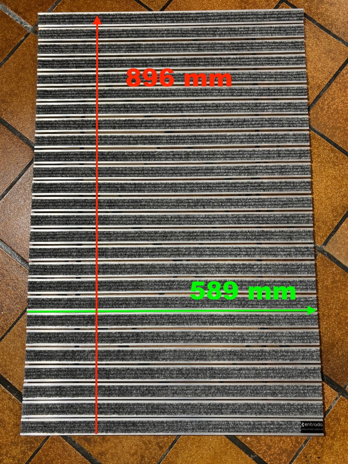 Tapis d'entrée en aluminium et reps gris haut de gamme 60x90 cm