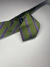 Brooks Brothers Fleece Green Striped Necktie Boys 100 Silk Tie Kids 51  X 2.5  