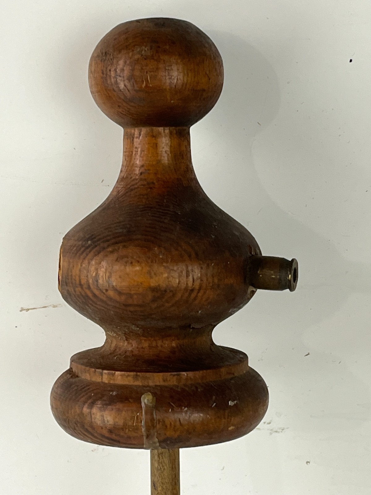 Vintage Lg WoodFinial topper Round Bed Post cabinet Dresser 6"