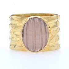 Sterling Quartz Cocktail Solitaire Band - 925 Gold Plated Oval 6.25ct Ring Sz 9