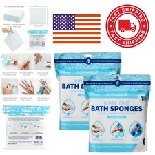 No Rinse Bathing Sponge Wipes 50 Count Lightweight and Hypoallergenic for Adults