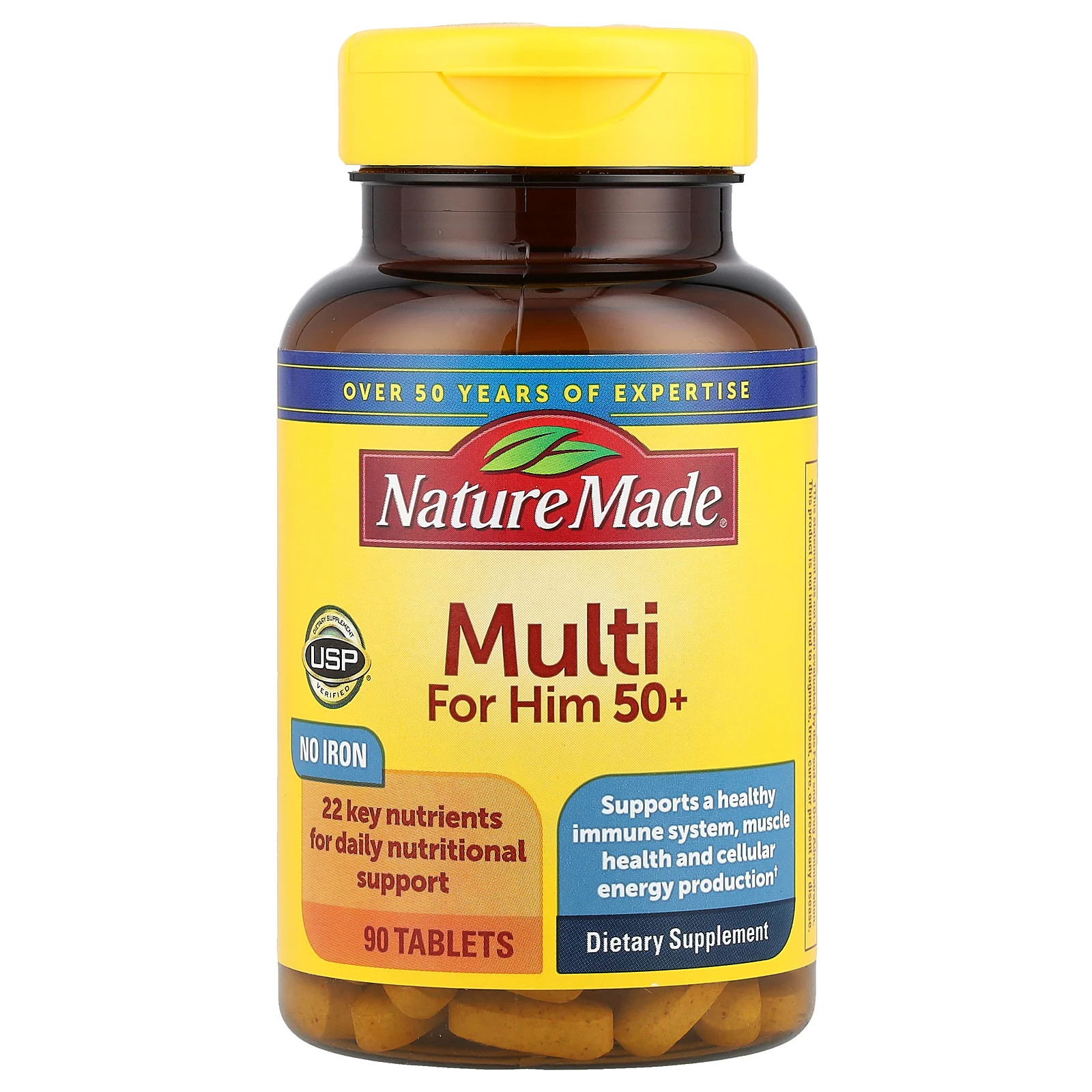 Nature Made Multi For Him 50  No Iron 90 Tablets Gluten-Free, Iron-Free, No