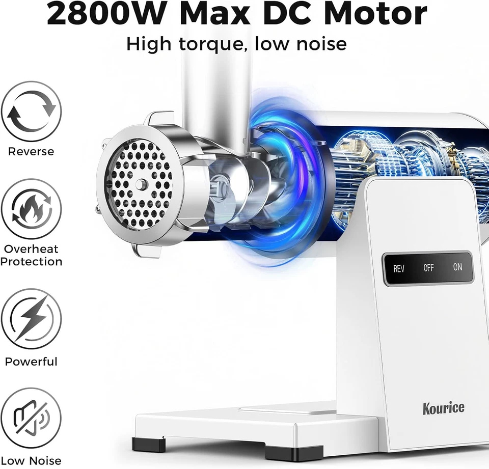 Molinillo de Carne Eléctrico 2800W con Tampón de Salchichas y Kit Kubbe, Cuerpo de Metal Foto 2 de 4