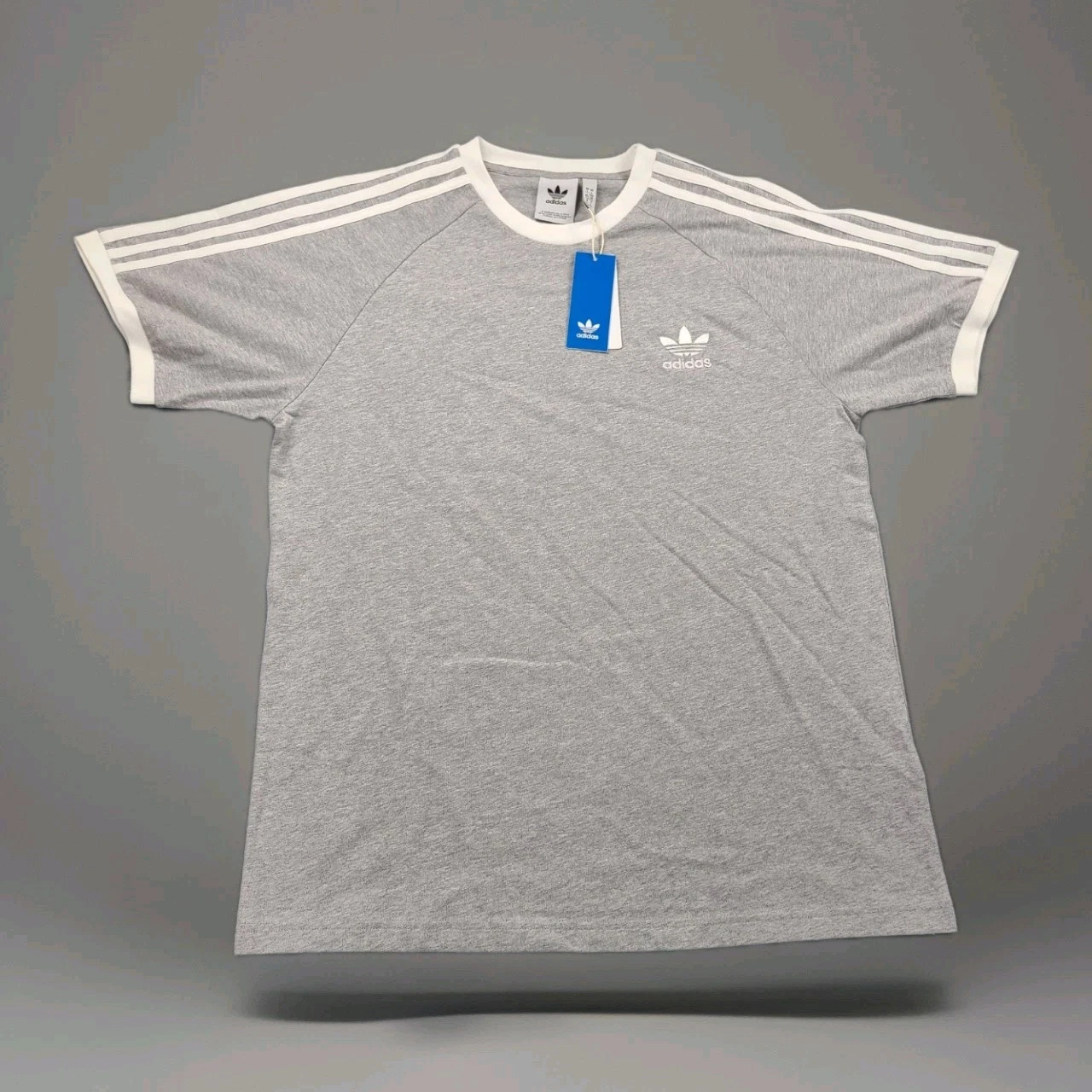 adidas ORIGINALS CALIFORNIA 3 STRIPES TREFOIL HEATHER GREY Tee Men's Large NWT