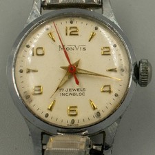 Orologio da polso donna Monvis Incabloc svizzero vintage 17 gioielli tondo
