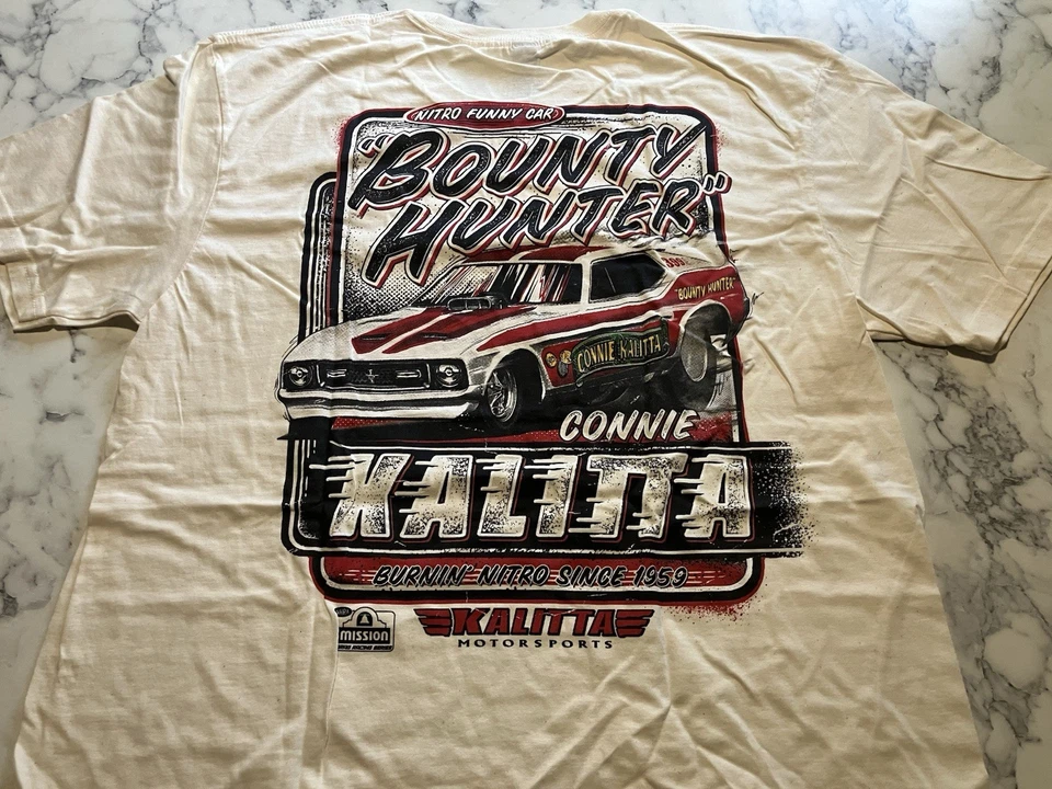 CAMISETA "BOUNTY HUNTER" OFICIAL DE CONNIE KALITTLA DE LA NHRA DRAG RACING TALLA GRANDE Foto 2 de 4