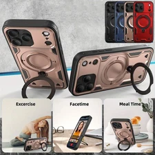 For iPhone 17 Pro/Pro Max Magnetic Case 360°Rotating Metal Ring&Shockproof Armor