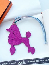 HERMES paris Petit h Charm Poodle Dog Pink Dark Brown New Authentic Unused JP---