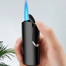 Windproof Cigar Lighter Blue Flame Inflatale Jet Lighters Refillable Butane Gas