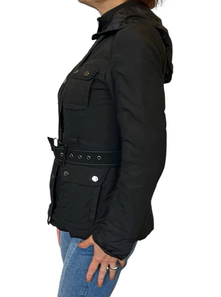 CHAQUETA CORTAVIENTOS ZARA MUJER XS NEGRA MILITAR UTILITARIA CINTURÓN NEGRA 0842/221 Foto 3 de 4