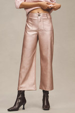 NWT Anthropologie Rose The Colette Cropped Wide-Leg Faux Leather Pants - 148 NEW