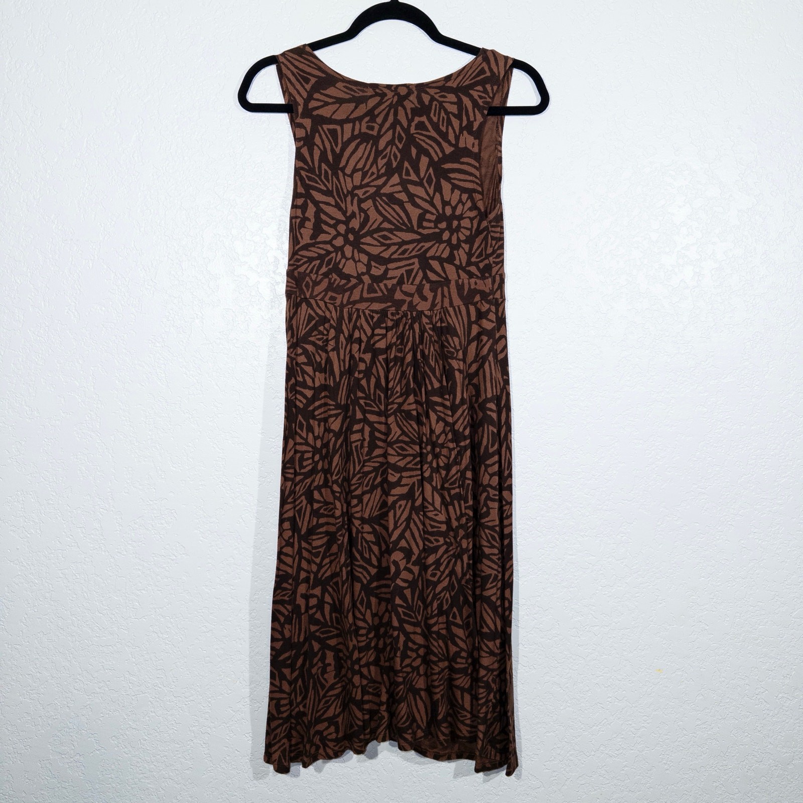 Michael Kors Brown Leaf Patterned Swing Midi Dres… - image 4