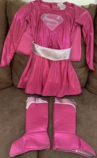 SUPER GIRL COSTUME SIZE M PINK SHIMMERING DRESS/CAPE/BOOT COVERS
