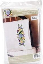 Stamped Pillowcases Floral Fantasy 20" x 30" Embroidery Kit Floral