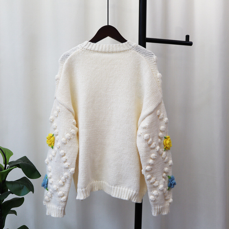 Lady 3D Flower Cardigan Sweater Kint Coat Thick Top Long Lady 3D Flower Cardigan Sweater Kint Coat Thick Top Long