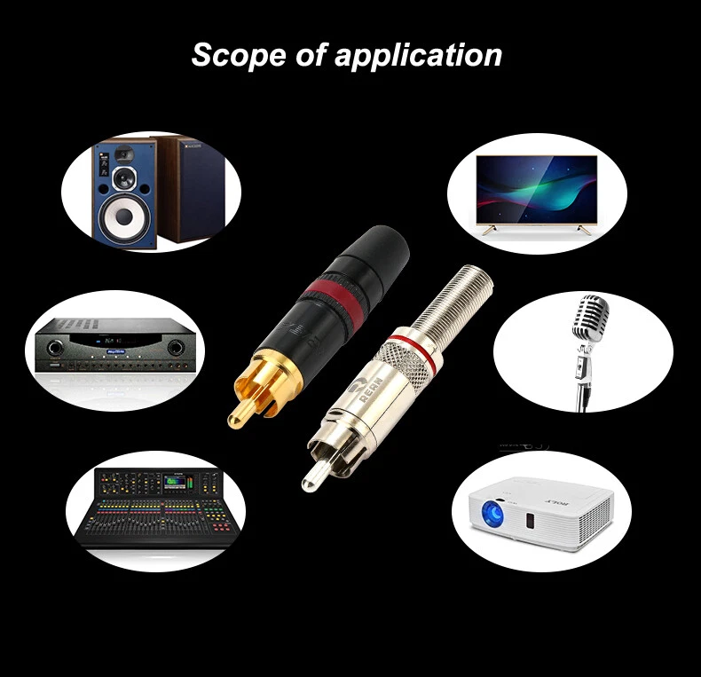 Phono RCA Connector Male Jack Plug Solderless Connector Adapter Terminal AV - Image 3 of 4