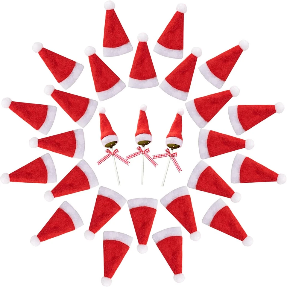 20-50Pcs 1:12 Dollhouse Miniature Festive Tiny Red Christmas Santa Hats Lollipop - Image 4 of 4