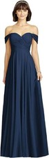 Dessy Style 2970 Floor Length Chiffon Circle Skirt Formal Dress Midnight - 20