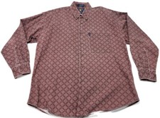 Chaps Men's Red Paisley Long Sleeve Button Down 90's Dress Shirt Size Large