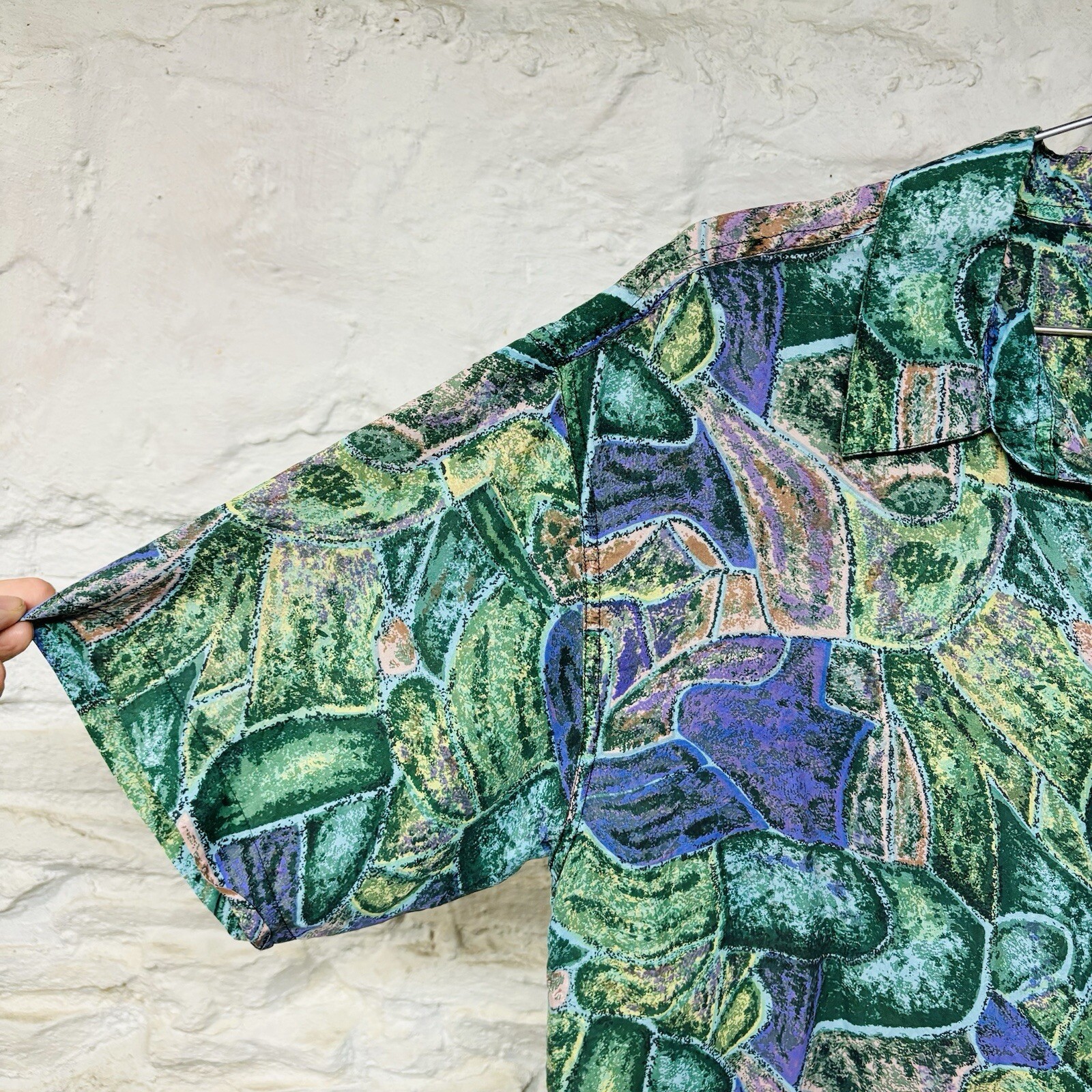 Robert Stock Silk Button Down Multicolor Abstract… - image 2