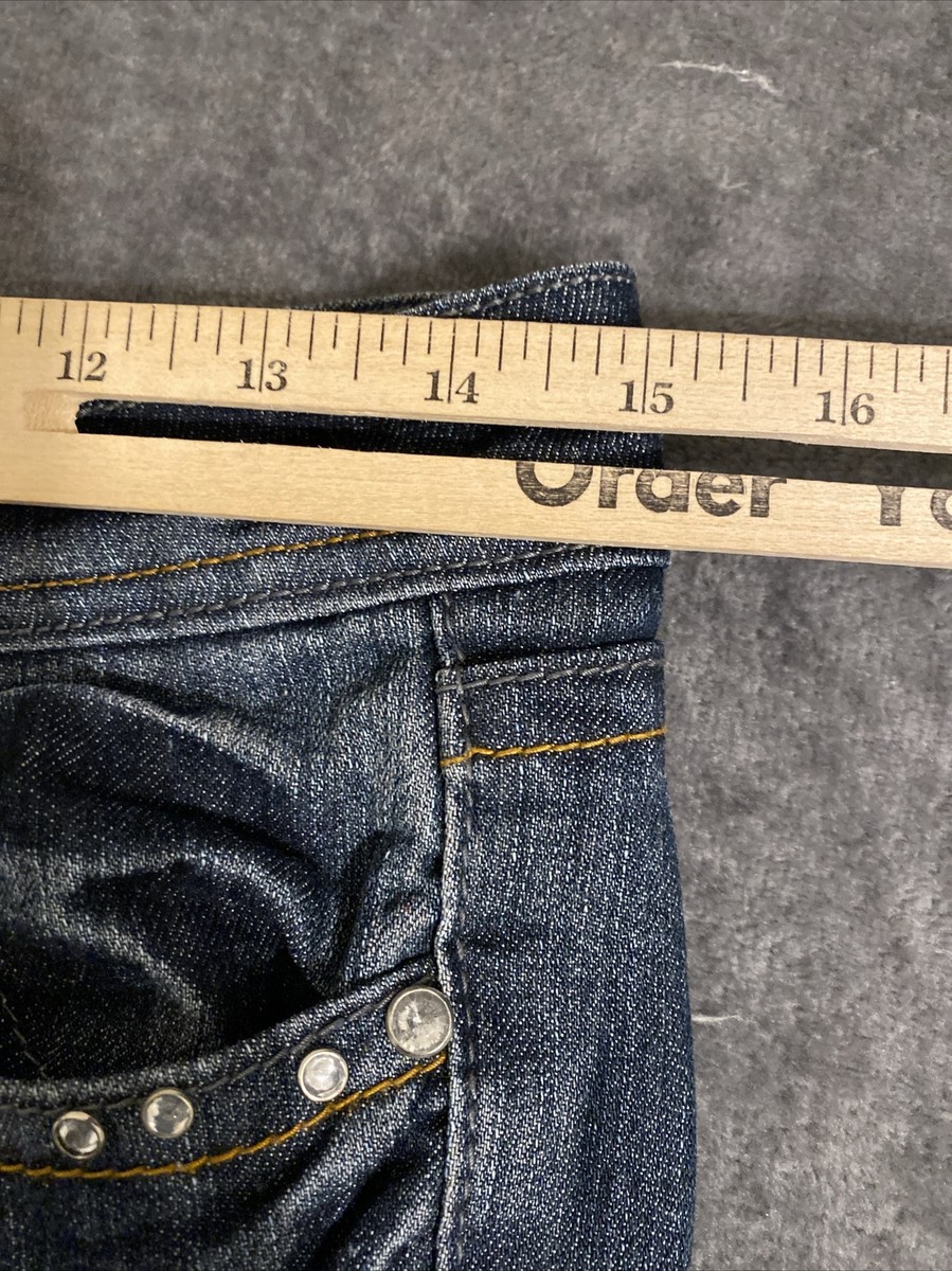 Sky Jeans Womens 5/6 Blue Denim Rhinestone Embellished Pockets