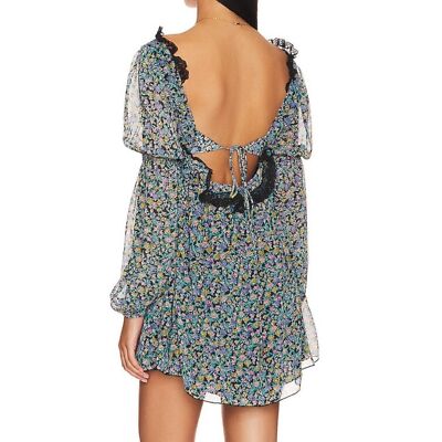 Free People Pennie Babydoll Mini Dress Floral Flowy Dress Size Small | eBay