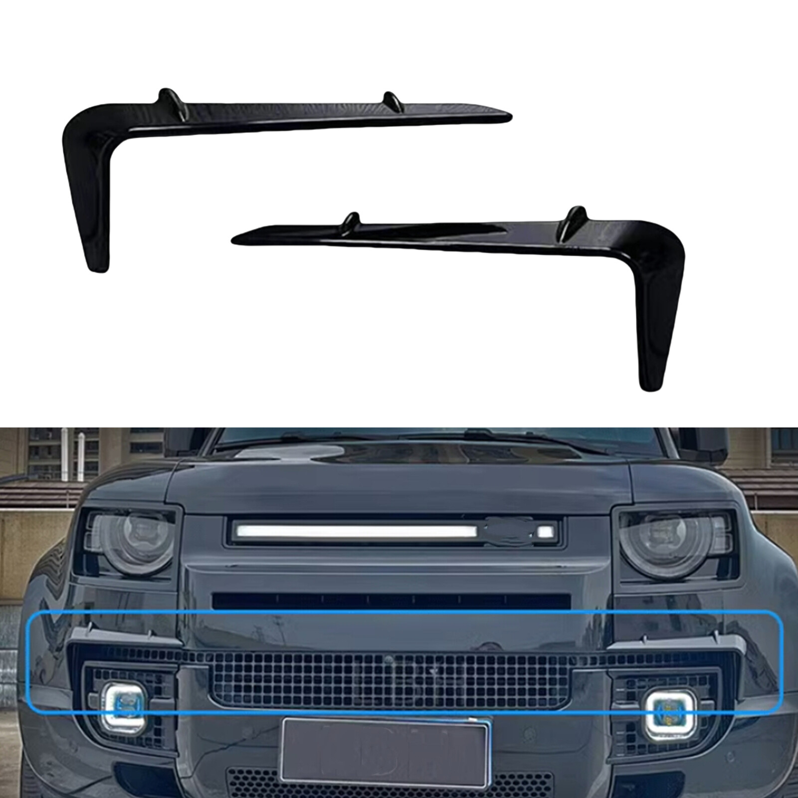Front Side Bumper Side Air Vent Trim Spoiler For Land Rover Defender 2020-2024