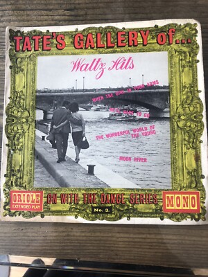 VINTAGE 1960er WERBUNG TATES GALLERY LOVERS RIVER BRIDGE WALZER HITS EP COVER 