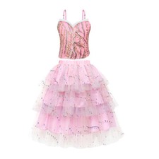 Kids 2024 Movie Wicked Cosplay Glinda Girls Pink Dress Costume Wizard Top Skirt