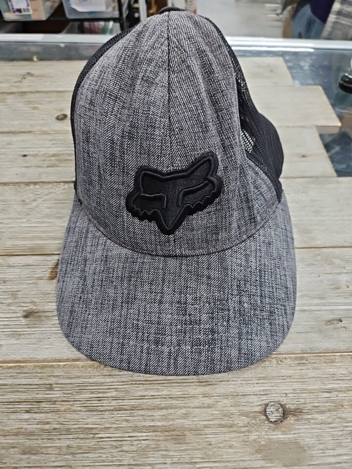 FOX RACING Logo Snapback Flat Billed Hat Mens Gray Adjustable Cap
